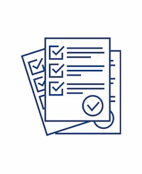 a check mark icon on a sheet of paper