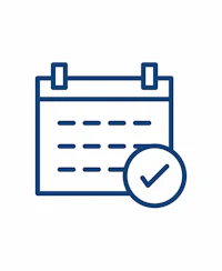 a calendar icon with a check mark on it